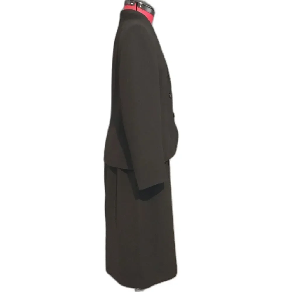 Suit Studio Skirt Suit Women Petite Size 12P Black 2-Piece Blazer and Skirt Set